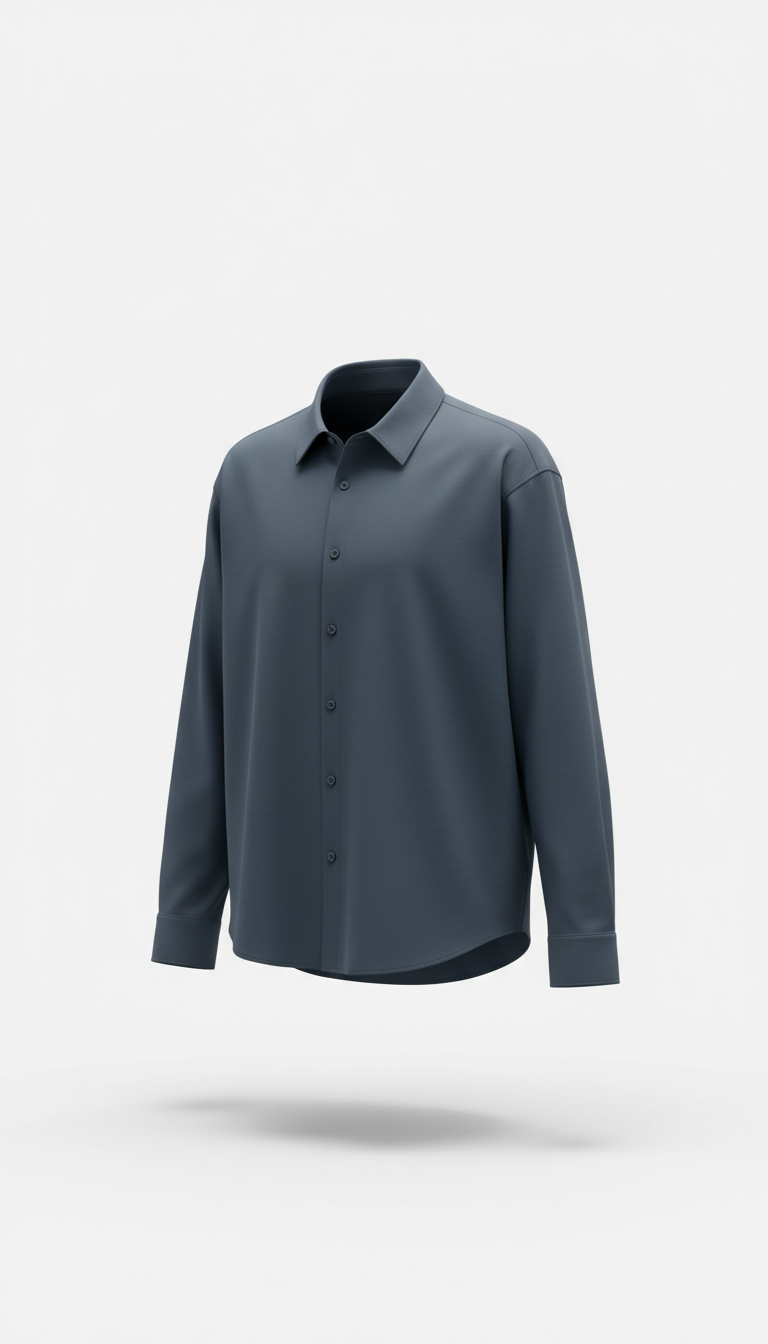 Deep Slate Minimalist Cotton Shirt