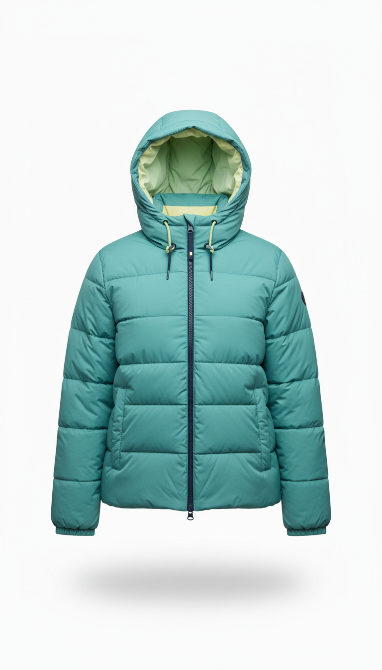 Lagoon Teal Hooded Puffer Jacket